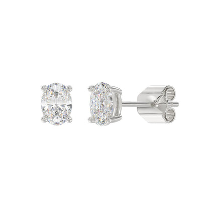 1.5 CTW Oval Lab-Grown Diamond Stud Earrings in white gold - front view