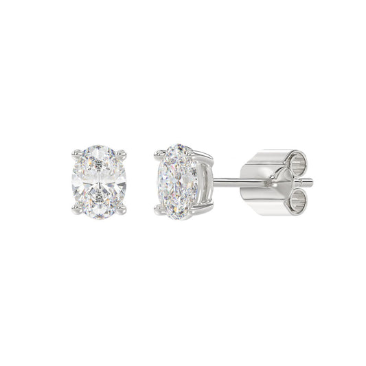 1.5 CTW Oval Lab-Grown Diamond Stud Earrings in white gold - front view
