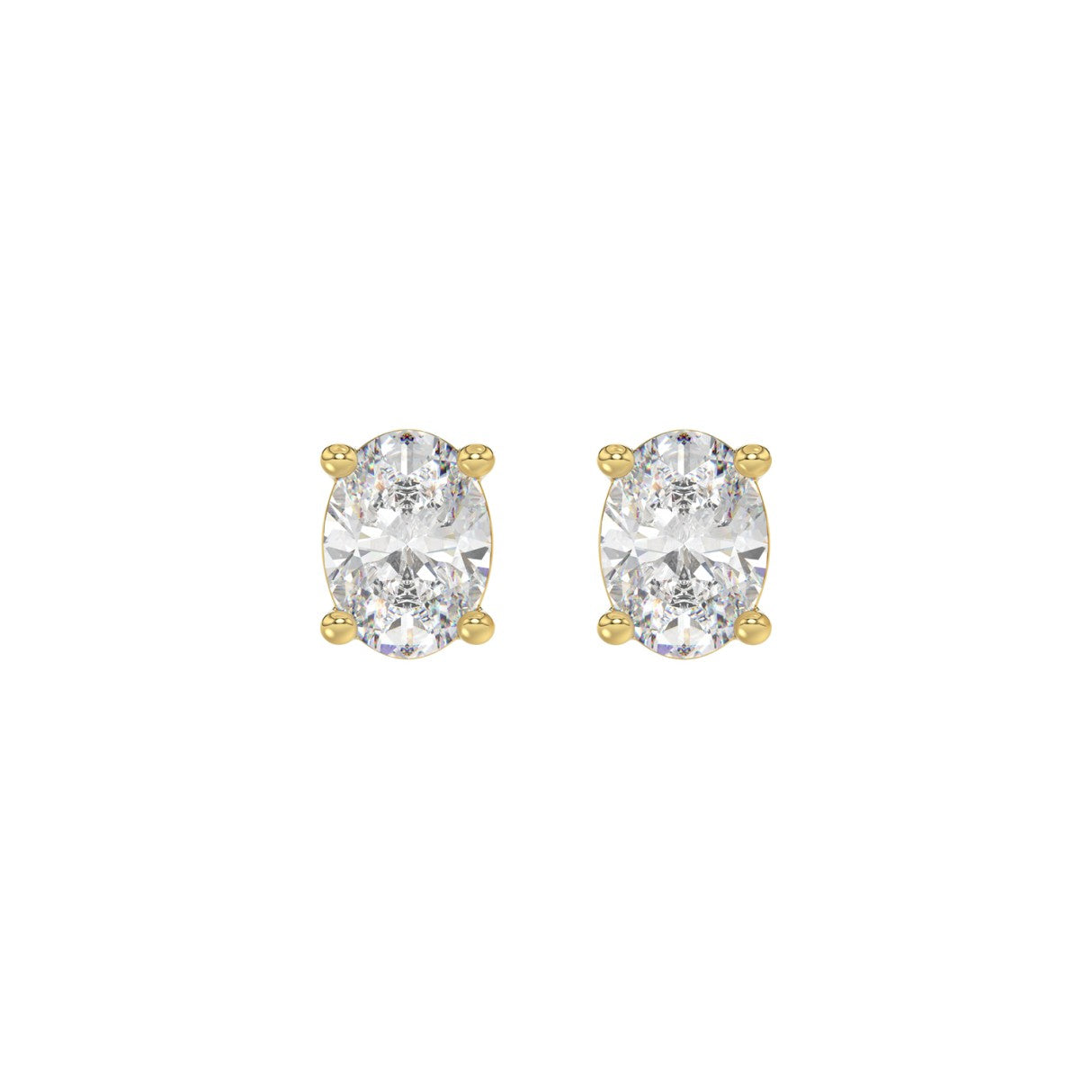 1.5 CTW Oval Lab-Grown Diamond Stud Earrings in yellow gold - angled side view