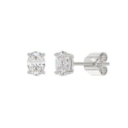 1 CTW oval diamond earrings white gold full view