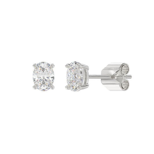1 CTW oval diamond earrings white gold full view