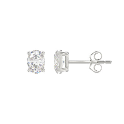 1 CTW oval diamond earrings white gold side profile view