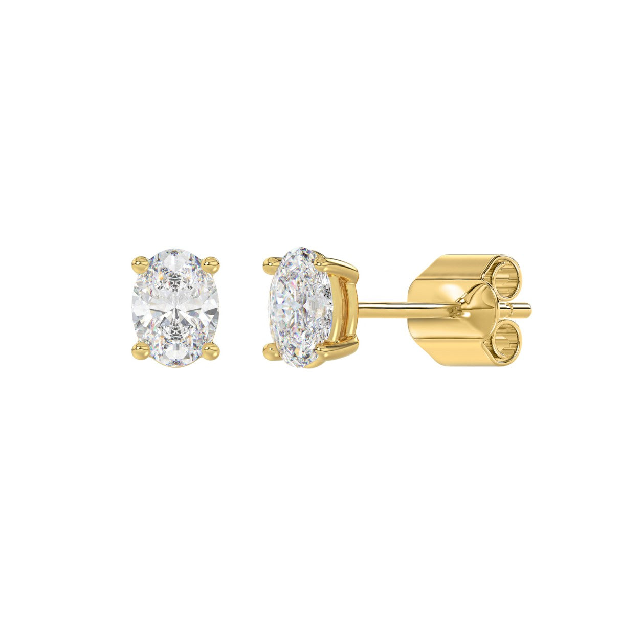 1 CTW oval diamond earrings white gold side view