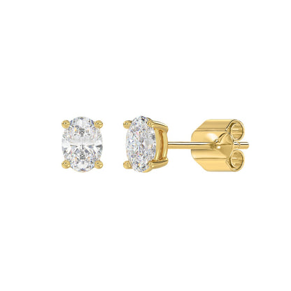 1 CTW oval diamond earrings white gold side view