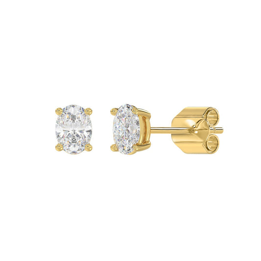 1 CTW oval diamond earrings white gold side view