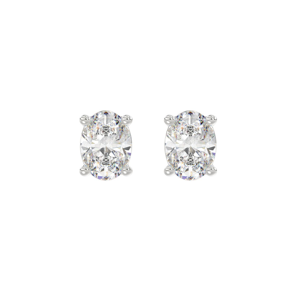 2.5 CTW Oval Lab-Grown Diamond Stud Earrings in white gold - pair front view