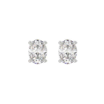 2.5 CTW Oval Lab-Grown Diamond Stud Earrings in white gold - pair front view