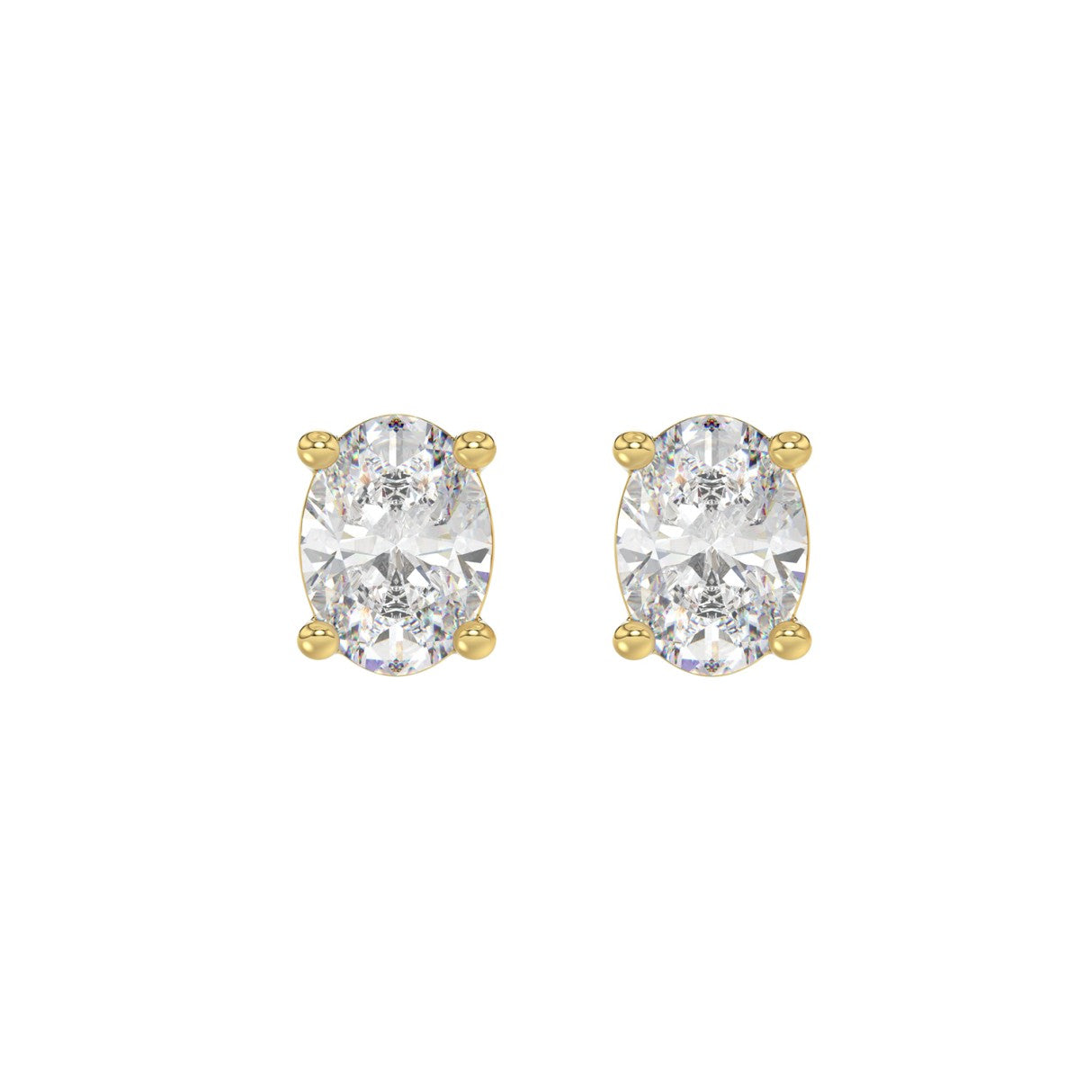 2.5 CTW Oval Lab-Grown Diamond Stud Earrings in yellow gold - pair front view