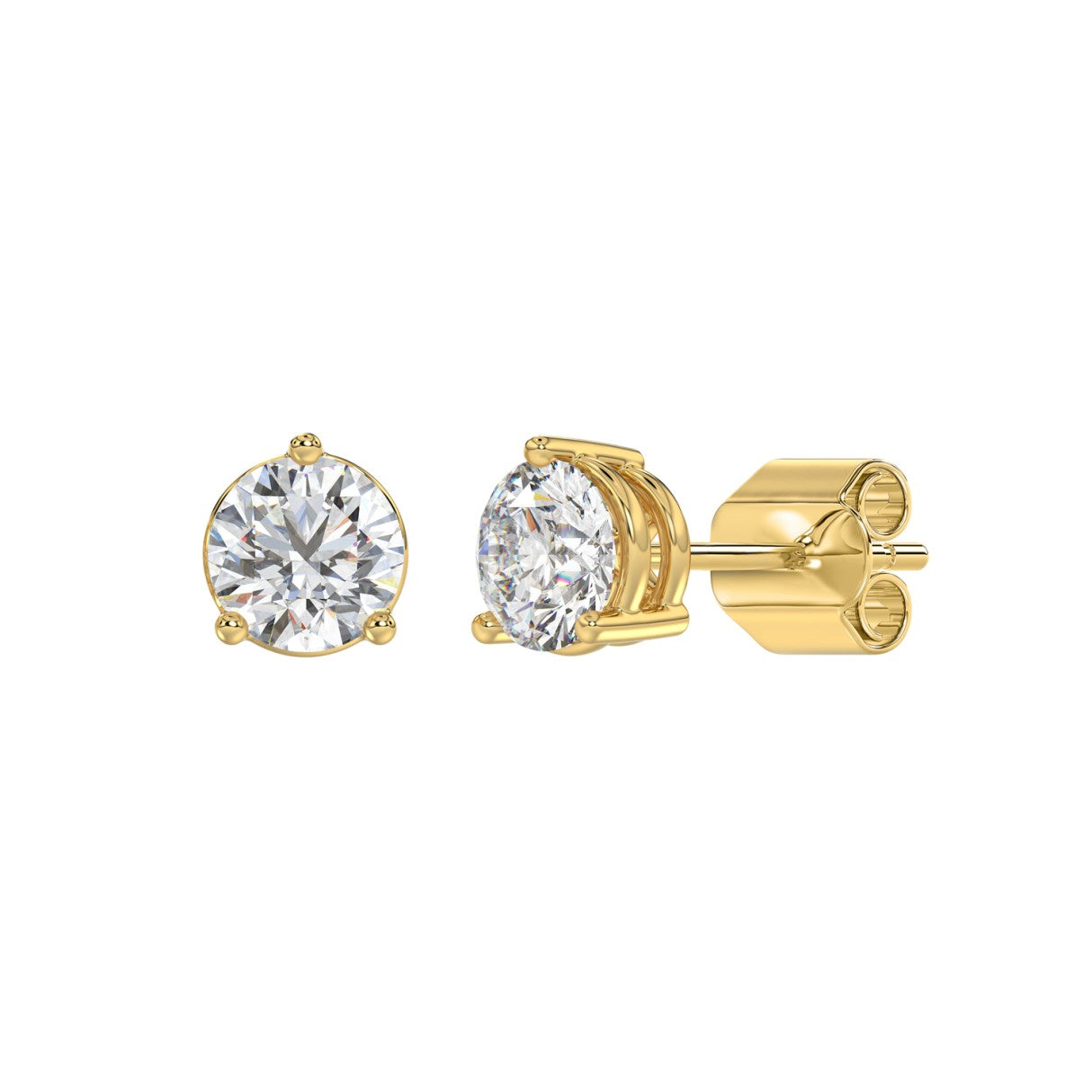2.5 CTW round lab-grown diamond stud earrings in white gold full product view