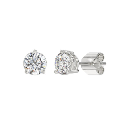 2.5 CTW round lab-grown diamond stud earrings in yellow gold full product view