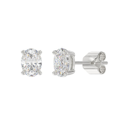 2 CTW Oval Lab-Grown Diamond Stud Earrings in white gold - front view