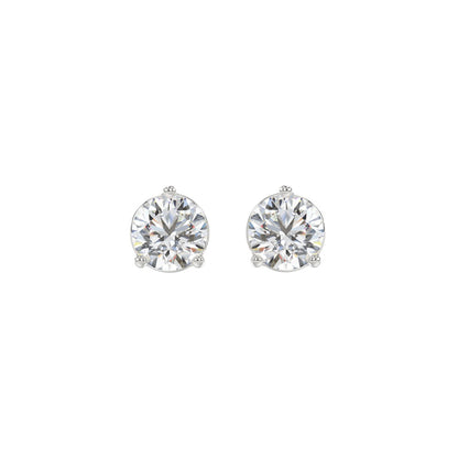 2 CTW round lab-grown diamond stud earrings in white gold front view
