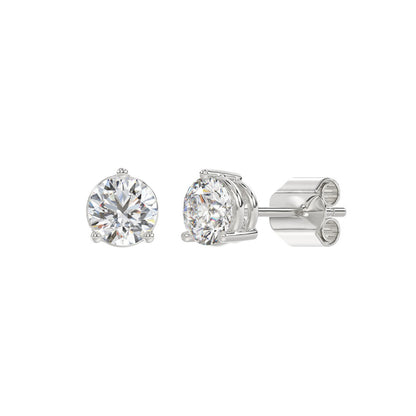 2 CTW round lab-grown diamond stud earrings in white gold full product view
