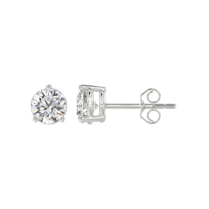 2 CTW round lab-grown diamond stud earrings in white gold side view