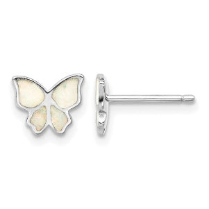 Opal butterfly stud earrings in sterling silver