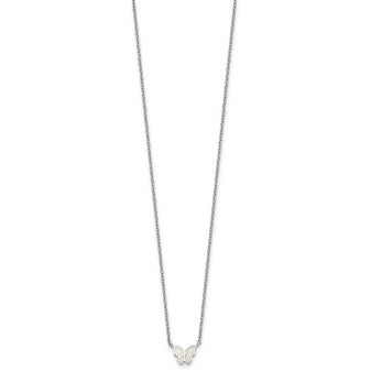 Full view of the opal butterfly sterling silver necklace
