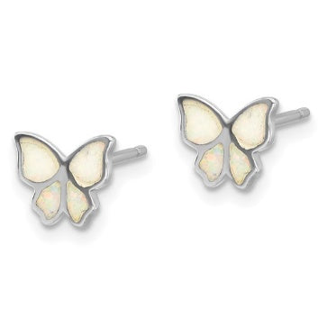 Pair of opal butterfly sterling silver stud earrings
