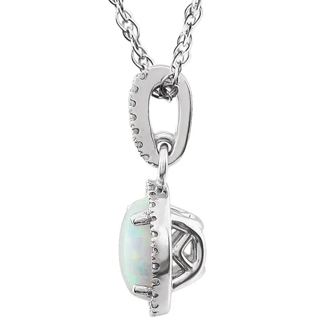 Halo Birthstone Necklace Collection – October Lab-Grown Opal