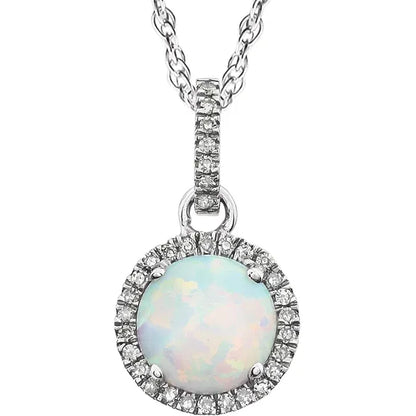 Halo Birthstone Necklace Collection – October Lab-Grown Opal