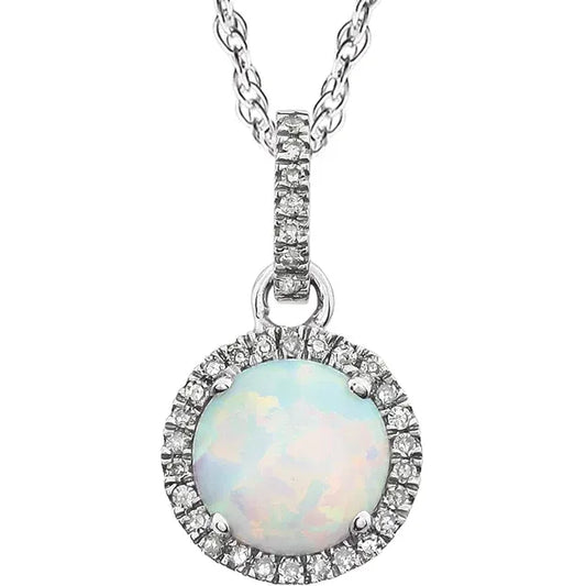 Halo Birthstone Necklace Collection – October Lab-Grown Opal