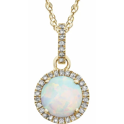 Halo Birthstone Necklace Collection – October Lab-Grown Opal