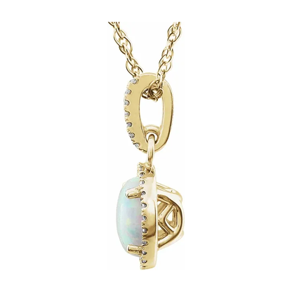 Halo Birthstone Necklace Collection – October Lab-Grown Opal