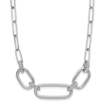 Sterling silver open-link CZ necklace
