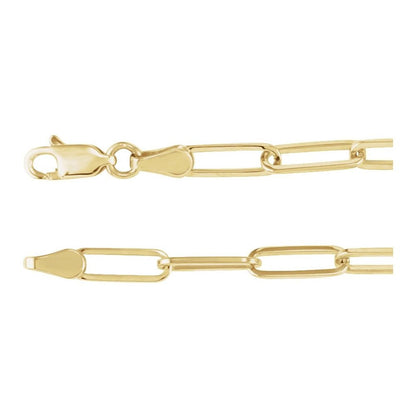 18K yellow gold-plated sterling silver paperclip bracelet clasp and link detail