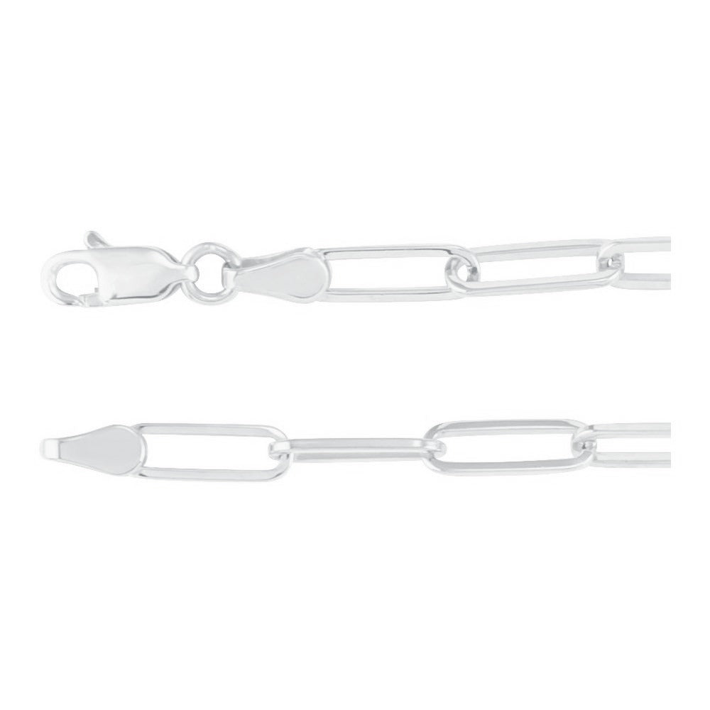 Sterling silver paperclip bracelet clasp and link detail