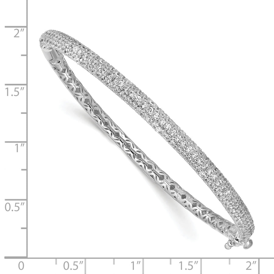 Sterling silver 175-stone pavé CZ hinged bangle measurement guide