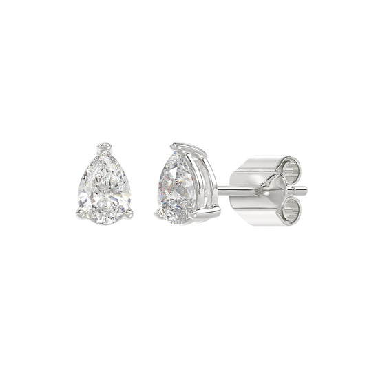 Pear Lab-Grown Diamond Stud Earrings in white gold - front and side view