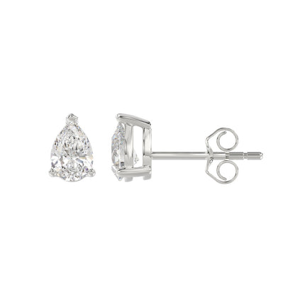 Pear Lab-Grown Diamond Stud Earrings in white gold - side profile view