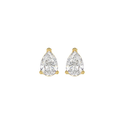 Pear Lab-Grown Diamond Stud Earrings in yellow gold - pair front view