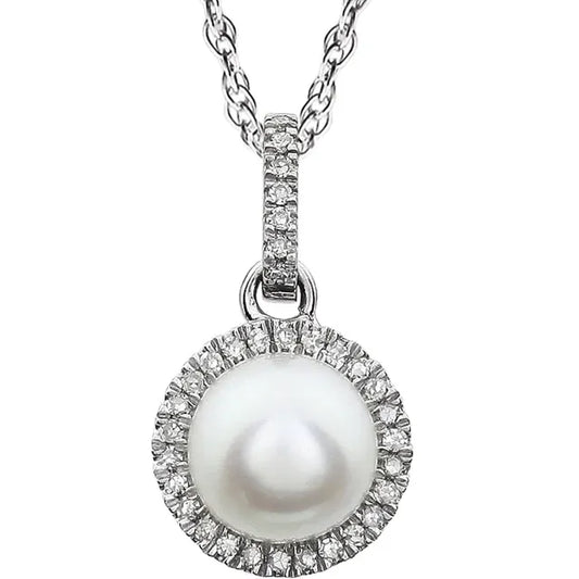 Halo Birthstone Necklace Collection – June Freshwater Pearl