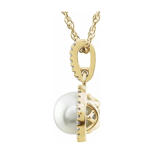Halo Birthstone Necklace Collection – June Freshwater Pearl
