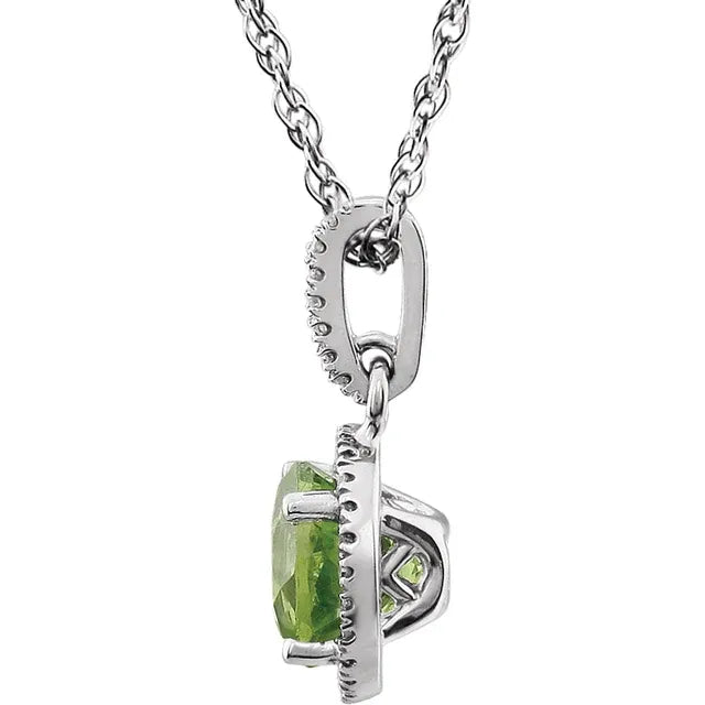 Halo Birthstone Necklace Collection – August Peridot