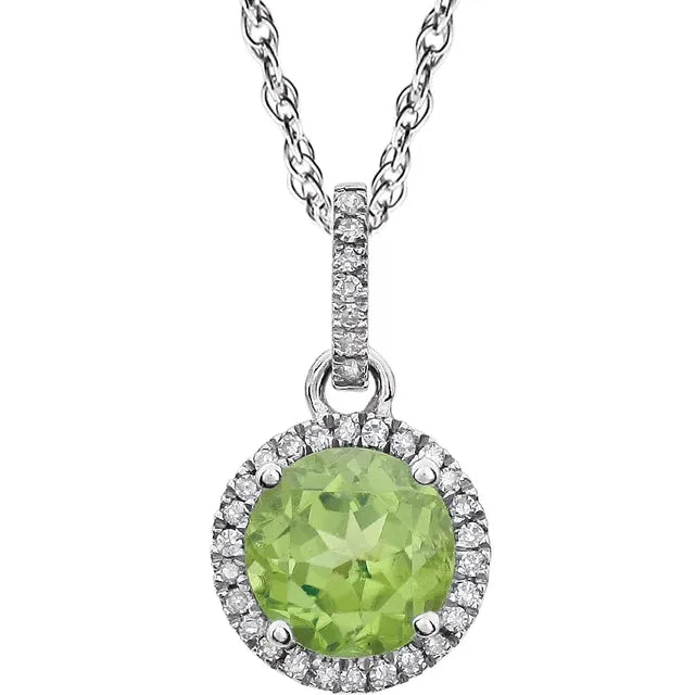 Halo Birthstone Necklace Collection – August Peridot