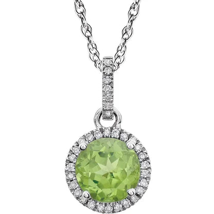 Halo Birthstone Necklace Collection – August Peridot