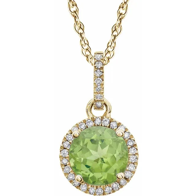 Halo Birthstone Necklace Collection – August Peridot