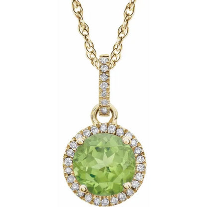 Halo Birthstone Necklace Collection – August Peridot