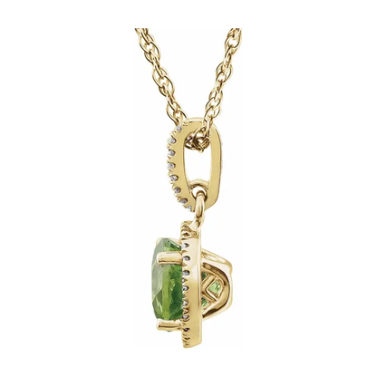 Halo Birthstone Necklace Collection – August Peridot