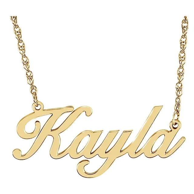 Personalized script name necklace in yellow gold-plated sterling silver