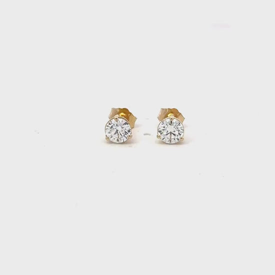 1 CTW lab-grown diamond stud earrings in 14K yellow gold video