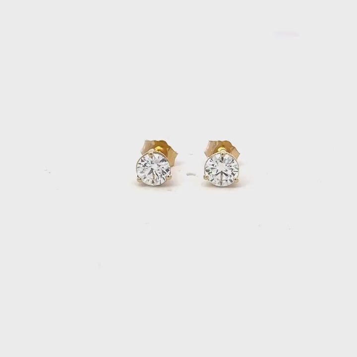 1 CTW lab-grown diamond stud earrings in 14K yellow gold video