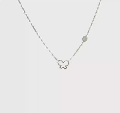 Children’s Rhodium-Plated Sterling Silver CZ Butterfly Necklace