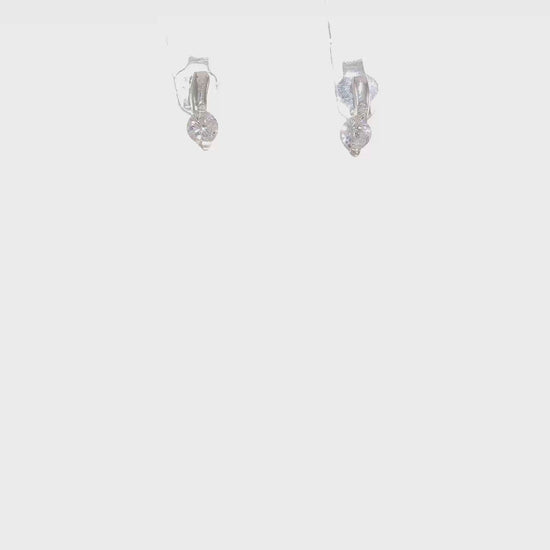 Petite sterling silver CZ drop-effect stud earrings video