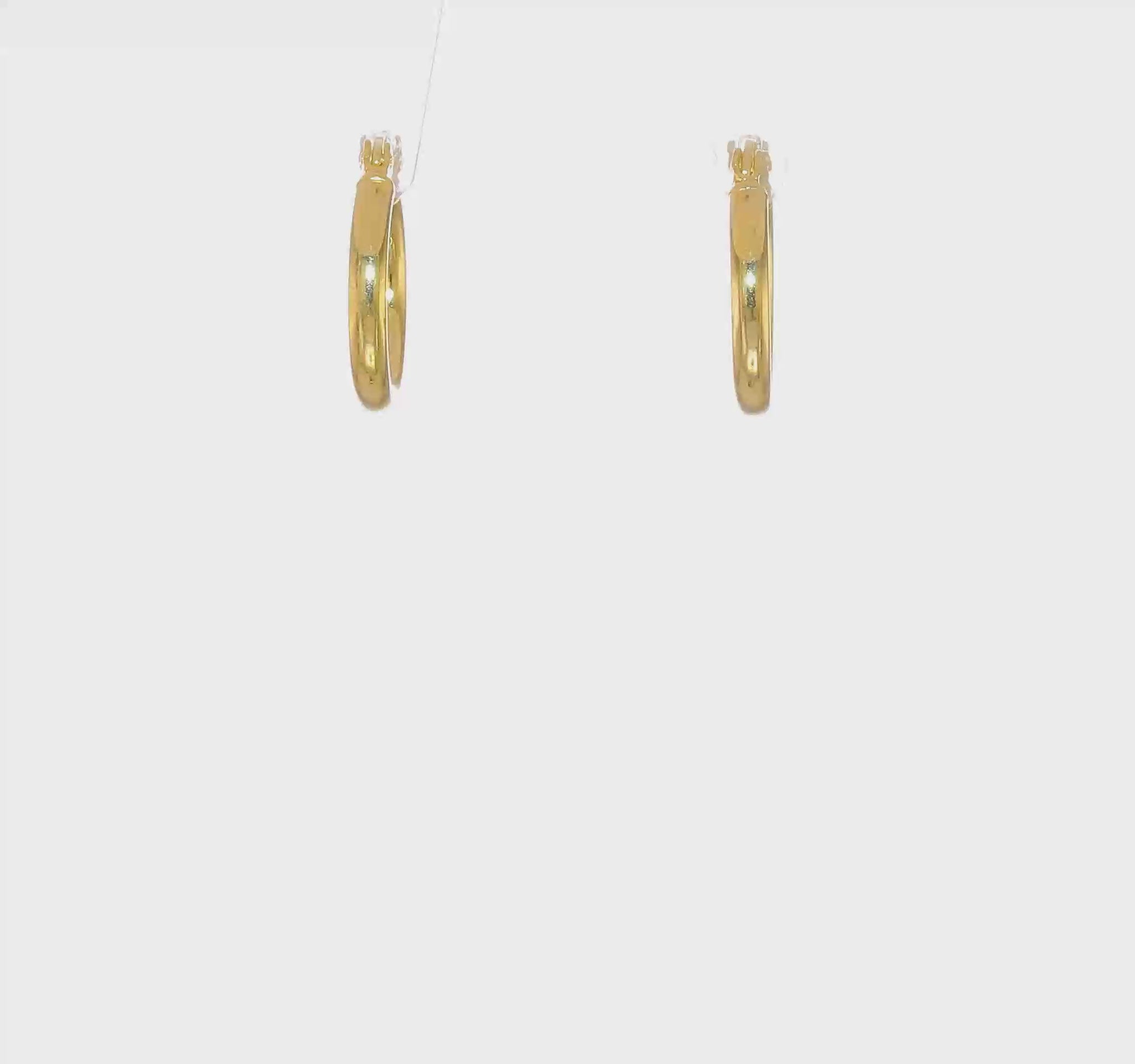 Classic 2mm gold-tone sterling silver hoop earrings, 14 mm — video view