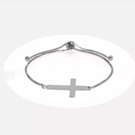 Sterling silver sideways cross bolo bracelet video