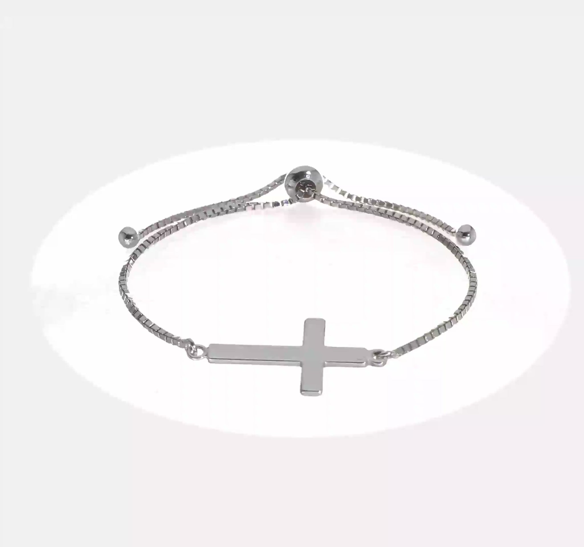 Sterling silver sideways cross bolo bracelet video