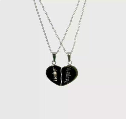 Mother and Daughter Heart Necklace Set